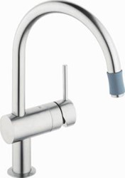 GROHE MINTA KEUKENMENGKRAAN EENGREEPS MOUSSEUR UITTREKBAAR 360MM HOOGTE 209MM VOORSPRONG C-UITLOOP DRAAIBAAR SUPERSTEEL 32918DC0