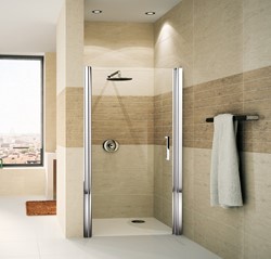 NOVELLINI HELDER GLAS MAT CHROOM WIT PROFIEL  GIADA 1B DRAAIDEUR VOOR NIS SCHARNIER RECHTS (87 CM VERSTELBAAR T/M 90 CM) HELDER GLAS MAT CHROOM WIT PROFIEL  GIADN1B87D-1B