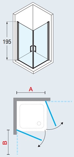 NOVELLINI GIADA 2G ZWAAIDEUR TE COMBINEREN MET DEUR OF ZIJWAND F (93 CM VERSTELBAAR T/M 97 CM) MONTAGE RECHTS HELDER GLAS MAT CHROOM PROFIEL GIADN2G93LD-1B-2