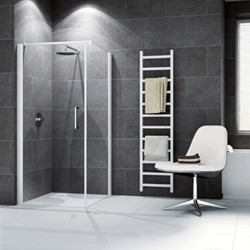 NOVELLINI GIADA F ZIJWAND VOOR DRAAIDEUR (84 CM VERSTELBAAR T/M 87 CM) HELDER GLAS MAT CHROOM PROFIEL GIADNF84-1B