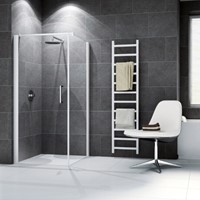 NOVELLINI GIADA F ZIJWAND VOOR DRAAIDEUR (87 CM VERSTELBAAR T/M 90 CM) HELDER GLAS WIT PROFIEL GIADNF87-1A