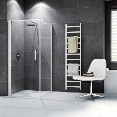 NOVELLINI GIADA F ZIJWAND VOOR DRAAIDEUR (87 CM VERSTELBAAR T/M 90 CM) HELDER GLAS WIT PROFIEL GIADNF87-1A