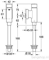 GROHE RONDO URINOIR-DRUKSPOELER 1/2'' CHROOM 37339000-2