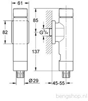GROHE RONDO CLOSETSPOELER 3/4 MET INGEBOUWDE STOPKRAAN CHROOM 37349000-2
