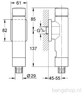 GROHE RONDO CLOSETSPOELER 3/4 MET INGEBOUWDE STOPKRAAN CHROOM 37349000-2