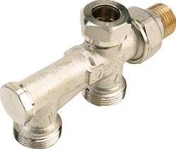 COMAP ZIJ-ONDERBLOK 2-PIJPS 1/2 RECHT. AFSLUITBAAR EN INREGELBAAR. BUISAANLUITING 3/4 EUROCONUS. HOH 50MM 915406