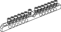 WOHNER AARDINGSRAIL VOOR VERDELER KOPER 12 AANSLUITINGEN NOM. (MEET)STROOM 63A 12 AANSLUITINGEN 10 MM2 1 AANSLUITINGEN 25 MM2 BREEDTE RAIL 9MM DIKTE RAIL 6.5MM LENGTE RAIL 124MM OVERIG  01927