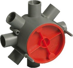 ATTEMA PENVAST RONDE KABELDOOS GIETBOUW INVOER 8X 19MM 77MM MET DEKSEL IP20 DIEPTE 57MM GRIJS