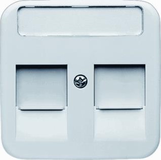 ABB BUSCH JAEGER CENTRAALPLAAT 2 X MODULAIR JACK SCHUIFJES SI CREME 2CKA001753A8022