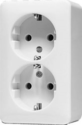 JUNG AP600 2-VOUDIGE WANDCONTACTDOOS MET RANDAARDE OPBOUW DUROPLAST STEEKKLEM CREMEWIT RAL1013 6020A