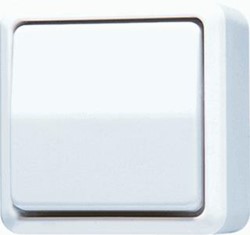 JUNG AP600 DUROPLAST OPBOUW WISSELSCHAKELAAR 10A 1 WIP-DRUKKER BASISELEMENT COMPLETE BEHUIZING STEEKKLEM RAL9010 606 AWW