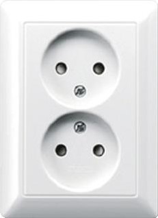 JUNG AS500 2-VOUDIGE WANDCONTACTDOOS ZONDER RANDAARDE INBOUW DUROPLAST STEEKKLEM CREMEWIT RAL1013 AS5010U