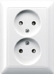 JUNG AS500 2-VOUDIGE WANDCONTACTDOOS ZONDER RANDAARDE INBOUW DUROPLAST STEEKKLEM ALPINE WIT RAL9010 AS5010UWW