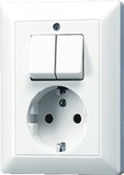 JUNG INBOUWCOMBINATIE WIPSCHAKELAAR SERIE-WANDCONTACTDOOS ALPIN WIT AS5575EUWW