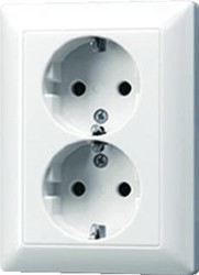 JUNG AS500 2-VOUDIGE WANDCONTACTDOOS MET RANDAARDE INBOUW DUROPLAST SCHROEFKLEM ALPINE WIT RAL9010 AS5022NUWW