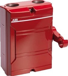 ABB BRANDWEERSCHAKELAAR IN RODE ALUMINIUM BEHUIZING SPECIALE HENDEL MET HALVE RING ZIJBED-4P 40A- 2CMA142439R1000