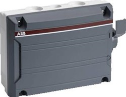 ABB SAFETYSCH-IN KUNSTSTOF BEHUIZING ZIJBED-LICHT GRIJS-GEEL-HENDEL ROOD 4P 16A-7-5KW 2X2XM25- 2CMA142424R1000