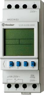 FINDER TIJDSCHAKELKLOK 35,8 MM ELEKTRONISCH KWARTS 1X WISSEL AANSLUITSPANNING 230VAC WEEKPROGRAMMA MET ASTRO FUNCTIE 12.91.8.230.0000
