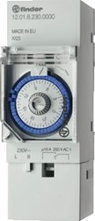 FINDER TIJDSCHAKELKLOK 35,8 MM MOTORAANGEDREVEN KWARTS 1X WISSEL 16A /250VAC 230VAC DAGPROGRAMMA 70 UUR GANGRESERVE 12.01.8.230.0000