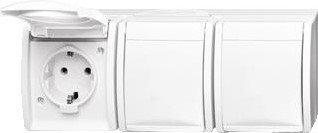 ABB BUSCH JAEGER WANDCONTACTDOOS RA 3-VOUDIG HOR KD OPBOUW IP44 O-ALPIN 2CKA002084A0712