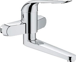 GROHE EUROECO SPECIAL WASTAFELMENGKRAAN WAND EENGREEPS 2-GATS 195MM HOOGTE 177MM UITLOOP DRAAIBAAR CHROOM 32772000