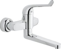 GROHE EUROECO SPECIAL WASTAFELMENGKRAAN WAND EENGREEPS 2-GATS 141MM HOOGTE 177MM UITLOOP DRAAIBAAR CHROOM 32793000