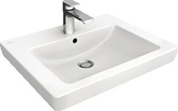 VILLEROY & BOCH SUBWAY 2 KERAMISCHE WASTAFEL 550X440MM UITTIKBARE KRAANGATEN: LINKS EN RECHTS WIT 7113F501