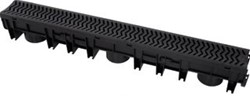 STORM DRAIN PLUS (1MTR) GOOT ZWART INCL. ROOSTER B=129MM H=8 40STDP1000Z