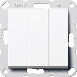 GIRA SCHAKELAAR 1POL 3-VOUDIG WIT GLANZEND SYSTEEM 55 283003