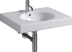 GEBERIT PRECIOSA II WASTAFEL OPZET 1X WASKOM KRAANGAT MIDDEN OVERLOOP KERAMIEK VUILAFSTOTEND 600 X 500 X 165MM (BXDXH) WIT 123260600