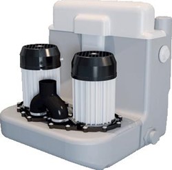 SANIBROYEUR SANICOM VUILWATERPOMP SANICOM 2 EXPERT-LINE VOOR EEN PROJECTMATIGE-HUISHOUDELIJK GEBRUIK 467X480X480MM INLAATZIJDE 2XDN40+1XDN40/50 WIT COM2002 005198