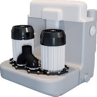 SANIBROYEUR SANICOM VUILWATERPOMP SANICOM 2 EXPERT-LINE VOOR EEN PROJECTMATIGE-HUISHOUDELIJK GEBRUIK 467X480X480MM INLAATZIJDE 2XDN40+1XDN40/50 WIT COM2002 005198