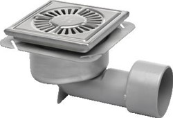 AQUABERG BLÜCHER COMPACT RVS VLOERPUT MET ABS KUNSTSTOF ZIJ-EN ONDERUITLAAT 75/100/110MM 200X200MM 30MM IN HOOGTE VERSTELBAAR MET WATERSLOT 50MM 782202075S 782.202.075 S