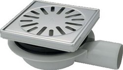 AQUABERG AFVOERPUT VLOERPUT KUNSTSTOF 150X150MM VERTICAAL/HORIZONTAAL VERSTELBAAR GRIJS/RVS 4016R