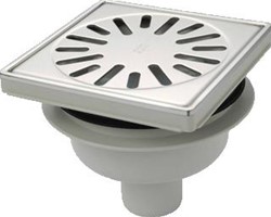 AQUABERG VLOERPUT MET 1 AANSLUITING KUNSSTOF MET RVS DEKSEL 4015R