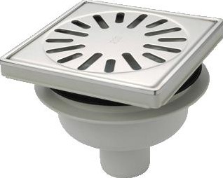 AQUABERG VLOERPUT MET 1 AANSLUITING KUNSSTOF MET RVS DEKSEL 4015R