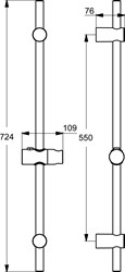 IDEAL STANDARD IDEALRAIN GLIJSTANG 72CM VOOR HANDDOUCHE M 10CM CHROOM B9421AA