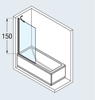NOVELLINI AURORA 5 BADWAND VAST SPATSCHERM 1500 X 800MM (HXB) PROFIEL MAT CHROOM 6MM GLAS HELDER AURORA580-1B-2