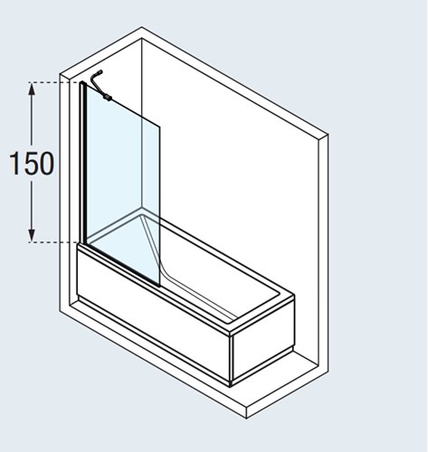 NOVELLINI AURORA 5 BADWAND VAST SPATSCHERM 1500 X 800MM (HXB) PROFIEL MAT CHROOM 6MM GLAS HELDER AURORA580-1B-2