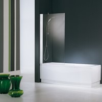 NOVELLINI AURORA 1 BADWAND SPATSCHERM 1500 X 800MM (HXB) PROFIEL CHROOM 6MM GLAS AQUA AURORAN180-2K