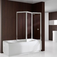 NOVELLINI AURORA 9 BADKLAPWAND 3-DELIG SPATSCHERM 1380 X 1500MM (HXB) PROFIEL WIT 3MM GLAS ACRYL WATERVALPATROON AURORA93V-16A
