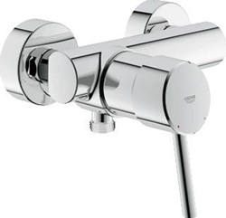 GROHE CONCETTO NEW DOUCHEMENGKRAAN WAND EENGREEPS 2-GATS CARTOUCHE KERAMISCH 150MM HARTAFSTAND MET KOPPELINGEN CHROOM 32210001