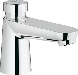 GROHE EUROECO COSMOPOLITAN T WASTAFELKRAAN ZELFSLUITEND 1-GATS BOVENDEEL KERAMISCH 100MM HOOGTE 100MM UITLOOP VAST CHROOM 36265000