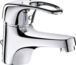 DELABIE MECHANISCHE WASTAFELMENGKRAAN H60 L100 MET TREKPLUG EN AFVOER OPEN GREEP CHROOM 2220BEL