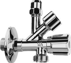 RAMINEX COMBI-TAPKRAAN MET TERUGSTROOMKLEP 1/2X3/4X3/8 MET KNOPBEDIENING 10MM KNEL 11062