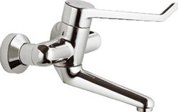 IDEAL STANDARD CERAPLUS WANDKRAAN MET AFSLUITBARE KOPPELINGEN MET UITLOOP 15CM MET HENDEL 18CM HOH=15CM VEILIGE SLUITING OVER KOUD CHROOM B8222AA