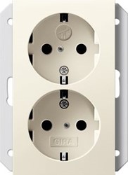 GIRA WAND CONTACTDOOS 2-VOUDIG RANDAARDE KINDERBEVEILIGING 1DS CREME WIT SYSTEEM 55 273101