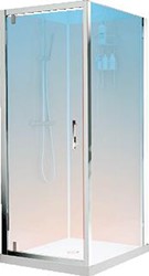 NOVELLINI VERDI GF 90 COMPLETE DOUCHECABINE 1 DRAAIDEUR EN WAND HELDERGLAS EN CHROOM PROFIEL INCL DOUCHEBAK MET REGENDOUCHE EN THERMOSTAATKRAAN ACHTERWAND WIT VERGF99T-1KA