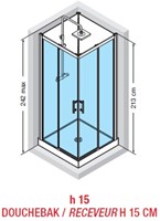 NOVELLINI VERDI A90 COMPLETE DOUCHECABINE HOEKINSTAP MET HELDERGLAS EN CHROOM PROFIEL INCL DOUCHEBAK MET REGENDOUCHE EN THERMOSTAATKRAAN ACHTERWAND WIT VERA90T-1KA-2