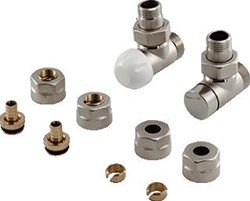 ZEHNDER THERMOSTATISCHE DESIGNKRAAN SET VERNIKKELD HAAKS. INCLUSIEF AANSLUITKOPPELINGEN 841128
